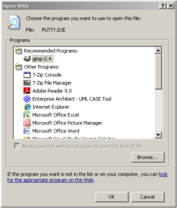 Windows doesn´t work as it used to after I associated the .exe-extension to putty.exe...