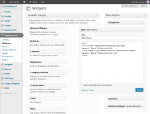 Adding a WordPress RSS Feed using a Text Widget